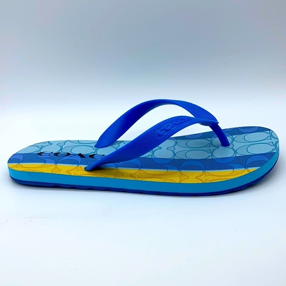 REDUCED BY $10 Coach Zak Blue Flip Flops Sz 5-6 NWT - Picture 3 of 4